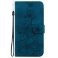 For Infinix Hot 40 / Hot 40 Pro Lily Embossed Leather Phone Case(Dark Blue)