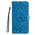 For OnePlus 12 Embossed Sunflower Leather Phone Case(Blue)