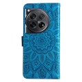 For OnePlus 12 Embossed Sunflower Leather Phone Case(Blue)