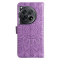 For OnePlus 12 Embossed Sunflower Leather Phone Case(Purple)