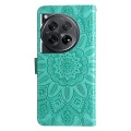 For OnePlus 12 Embossed Sunflower Leather Phone Case(Green)