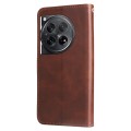 For OnePlus 12 Fashion Calf Texture Zipper Leather Phone Case(Brown)