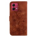 For Motorola Moto G84 Lily Embossed Leather Phone Case(Brown)