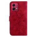 For Motorola Moto G84 Lily Embossed Leather Phone Case(Red)