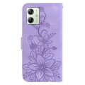 For Motorola Moto G54 Lily Embossed Leather Phone Case(Purple)