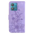 For Motorola Edge 40 Neo Lily Embossed Leather Phone Case(Purple)