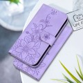 For OPPO A59 5G / A2M Lily Embossed Leather Phone Case(Purple)