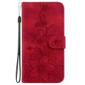 For Realme 12 Pro+ Global Lily Embossed Leather Phone Case(Red)