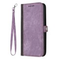 For Honor 100 Side Buckle Double Fold Hand Strap Leather Phone Case(Purple)