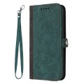 For Huawei Enjoy 70 Side Buckle Double Fold Hand Strap Leather Phone Case(Dark Green)