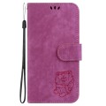 For Samsung Galaxy A22 5G Little Tiger Embossed Leather Phone Case(Rose Red)