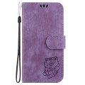 For Samsung Galaxy A03 Core Little Tiger Embossed Leather Phone Case(Purple)