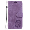 For Samsung Galaxy S24 Ultra 5G Little Tiger Embossed Leather Phone Case(Purple)