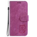 For Samsung Galaxy S24 Ultra 5G Little Tiger Embossed Leather Phone Case(Rose Red)