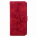 For Xiaomi Mi 11 Lite 4G/5G Lily Embossed Leather Phone Case(Red)