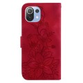 For Xiaomi Mi 11 Lite 4G/5G Lily Embossed Leather Phone Case(Red)