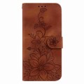 For Xiaomi Redmi Note 13 5G Lily Embossed Leather Phone Case(Brown)