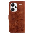 For Xiaomi Redmi Note 13 Pro+ 5G Lily Embossed Leather Phone Case(Brown)
