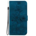 For Xiaomi Redmi K70E / Poco X6 Pro Lily Embossed Leather Phone Case(Dark Blue)