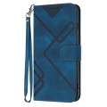 For Realme 12+ 5G Global Line Pattern Skin Feel Leather Phone Case(Royal Blue)