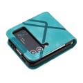For Samsung Galaxy Z Flip4 Line Pattern Skin Feel Leather Phone Case(Light Blue)