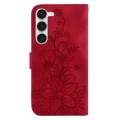For Samsung Galaxy S23+ 5G Lily Embossed Leather Phone Case(Red)
