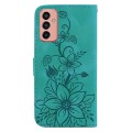 For Samsung Galaxy M13 4G Lily Embossed Leather Phone Case(Green)