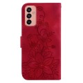 For Samsung Galaxy M13 4G Lily Embossed Leather Phone Case(Red)