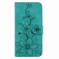 For Samsung Galaxy A33 5G Lily Embossed Leather Phone Case(Green)
