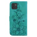 For Samsung Galaxy A03 166mm Lily Embossed Leather Phone Case(Green)