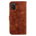 For Samsung Galaxy A03s US 164.2mm Lily Embossed Leather Phone Case(Brown)