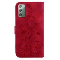 For Samsung Galaxy Note20 Lily Embossed Leather Phone Case(Red)