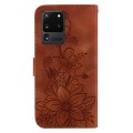 For Samsung Galaxy S20 Ultra Lily Embossed Leather Phone Case(Brown)