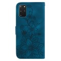 For Samsung Galaxy S20+ Lily Embossed Leather Phone Case(Dark Blue)