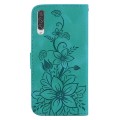 For Samsung Galaxy A50 / A30s / A50s Lily Embossed Leather Phone Case(Green)