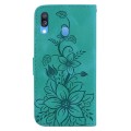 For Samsung Galaxy A40 Lily Embossed Leather Phone Case(Green)