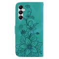 For Samsung Galaxy A05s Lily Embossed Leather Phone Case(Green)