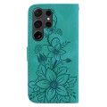 For Samsung Galaxy S24 Ultra 5G Lily Embossed Leather Phone Case(Green)
