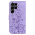 For Samsung Galaxy S24 Ultra 5G Lily Embossed Leather Phone Case(Purple)