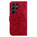 For Samsung Galaxy S24 Ultra 5G Lily Embossed Leather Phone Case(Red)