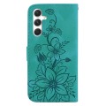 For Samsung Galaxy S24+ 5G Lily Embossed Leather Phone Case(Green)
