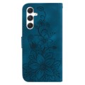 For Samsung Galaxy S24 5G Lily Embossed Leather Phone Case(Dark Blue)