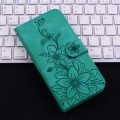 For Samsung Galaxy M55 Lily Embossed Leather Phone Case(Green)