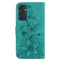 For Samsung Galaxy M55 Lily Embossed Leather Phone Case(Green)