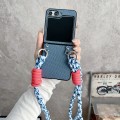 For Samsung Galaxy Z Flip5 Woven Texture Phone Case With Lanyard(Blue)