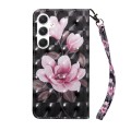 For Samsung Galaxy S24 5G 3D Painted Leather Phone Case(Pink Flower)