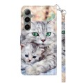 For Samsung Galaxy S24+ 5G 3D Painted Leather Phone Case(Two Loving Cats)