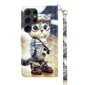 For Samsung Galaxy S24 Ultra 5G 3D Painted Leather Phone Case(Naughty Cat)