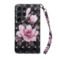 For Samsung Galaxy S24 Ultra 5G 3D Painted Leather Phone Case(Pink Flower)