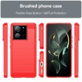 For Xiaomi 13T Pro Brushed Texture Carbon Fiber TPU Phone Case(Red)